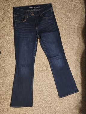 American Eagle Outfitters Dark Blue Boot Cut Jeans 10 Short